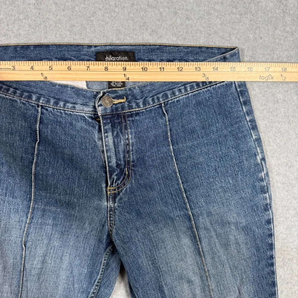 Xhilaration Vintage Y2K Flare Jeans Blue Seam Front Cotton Denim Size 5